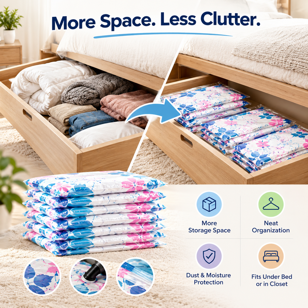 Vacuum Storage Bags (Pack of 5) — Now 50% OFF!🎁