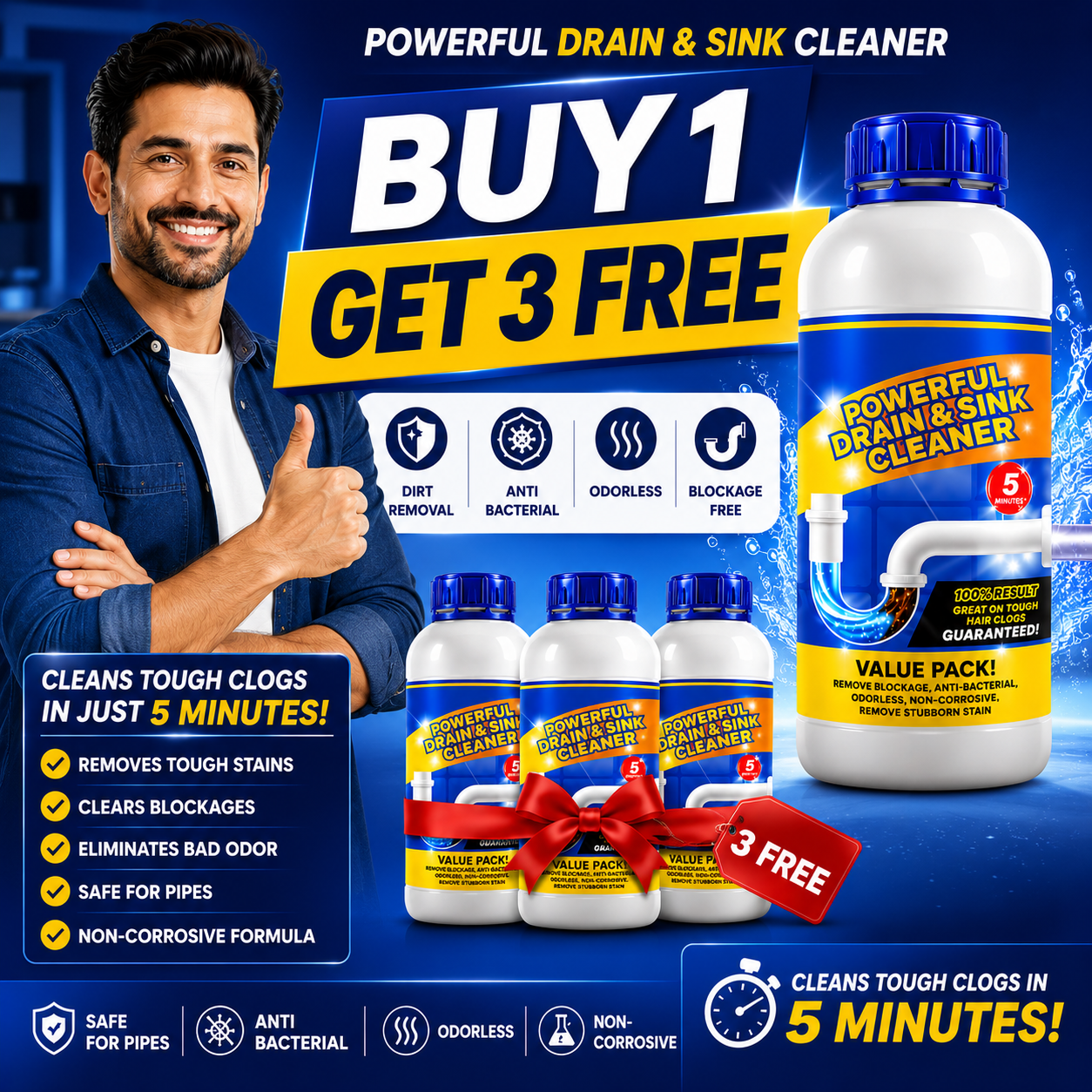 Powerful Drain & Sink Cleaner(BUY 1 GET 3 FREE)